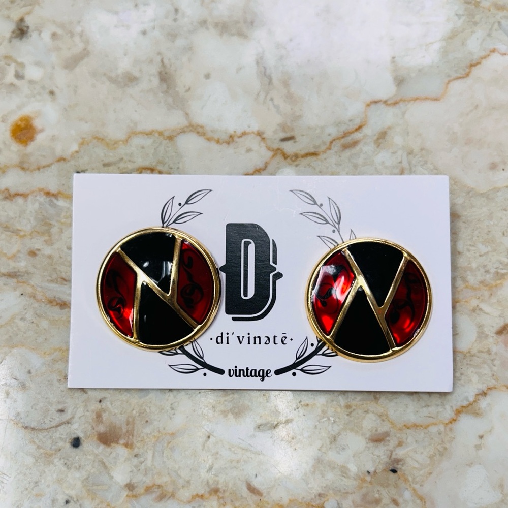 Vintage Red and Black Earrings